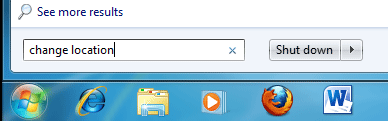 Windows 7 Start, Search Box, Change Location